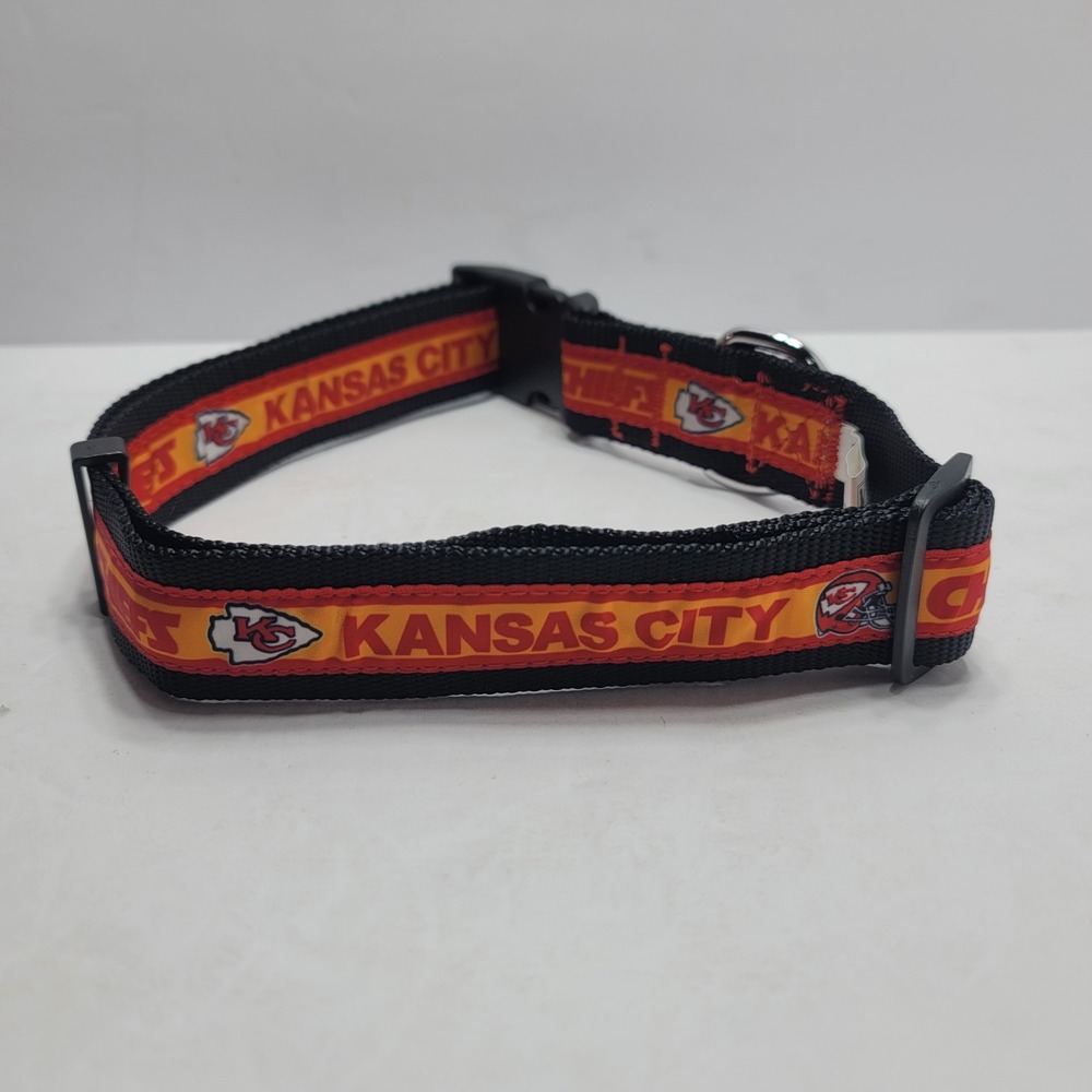 NFL Kansas City Chiefs Dog Collar Pets First Red Black Adjustable VERY LG XL XXL